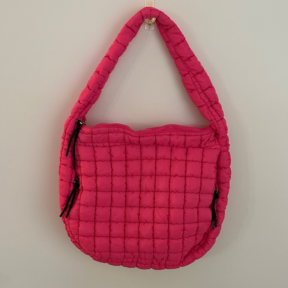Pink Lily Quilted Shoulder Bag in Hot Pink
